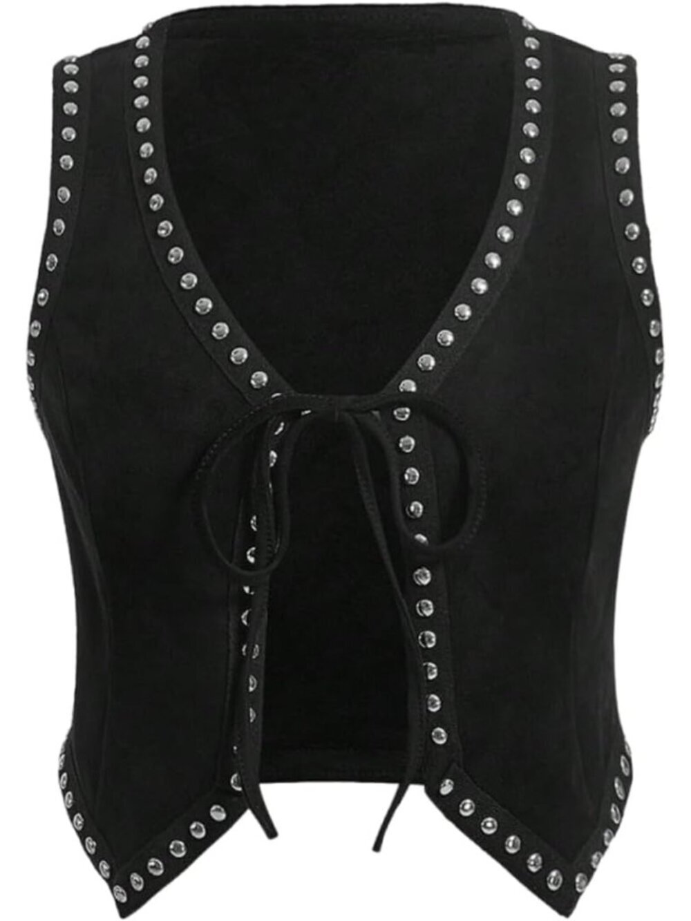 Women's Black Sleeveless Embroidery Button Front Waistcoat Vest Western Jacket